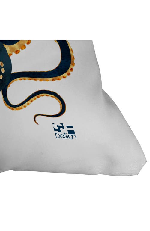 Deny Designs Metallic Octopus Iv Throw Pillow In Blue