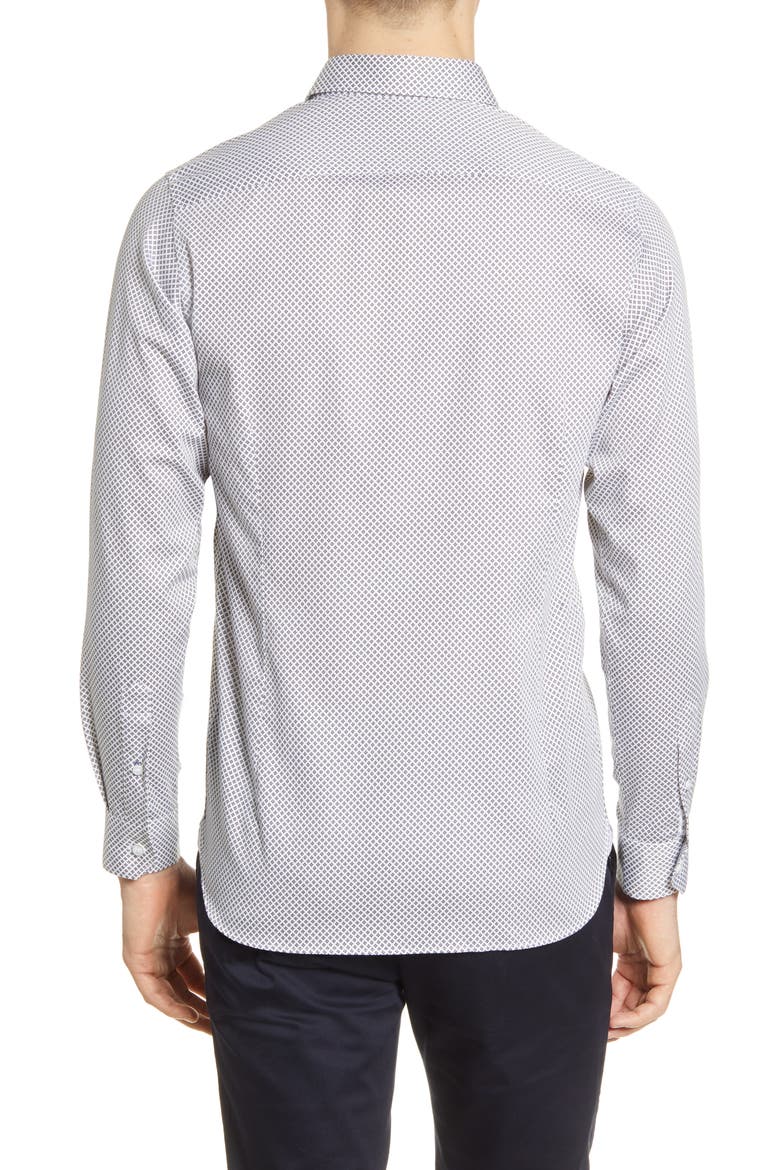 Hamtie Slim Fit Geo Print Button-Up Shirt, Alternate, color, WHITE