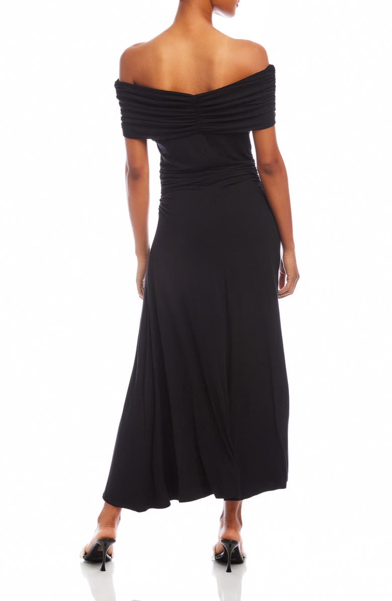 FIFTEEN TWENTY Ella Ruched Off the Shoulder Midi Dress, Alternate, color, Black