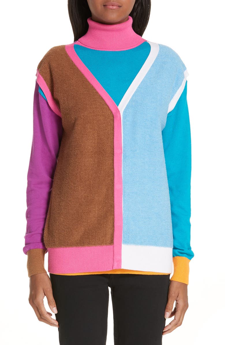 Victor Glemaud Layered Cotton & Cashmere Sweater, Main, color, 