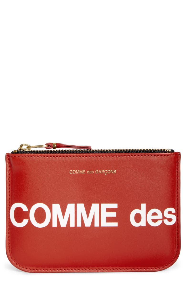 Comme des Garçons Wallets Huge Logo Small Zip Pouch, Main, color, Red