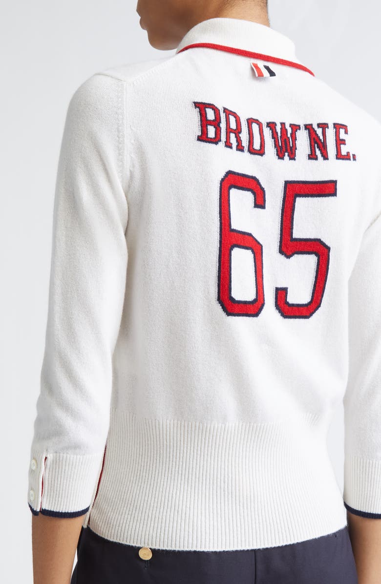 Thom Browne Jersey Intarsia Cashmere Sweater, Alternate, color, White