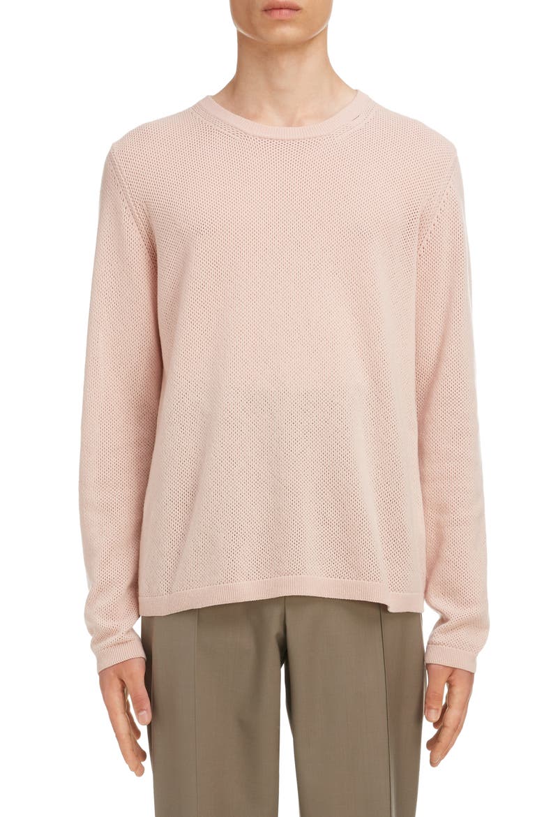 Crewneck Cashmere & Wool Sweater, Main, color, PINK