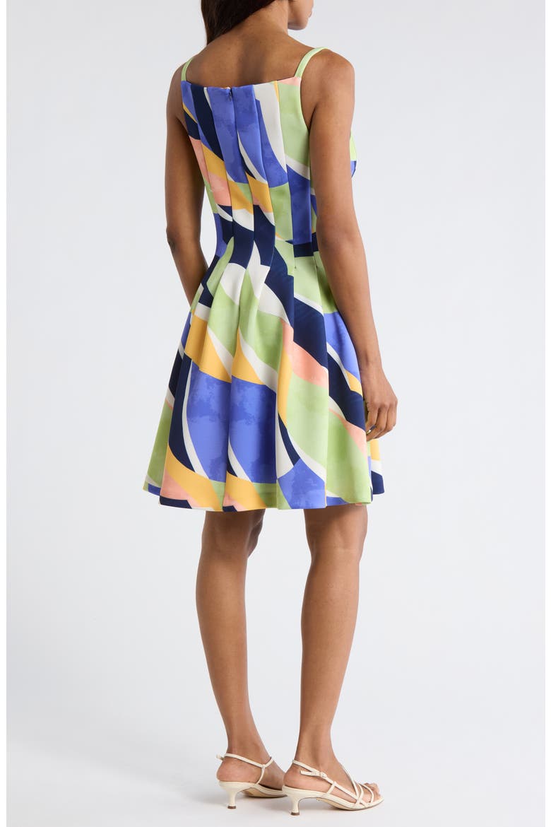Scuba Knit Fit & Flare Dress, Alternate, color, BLUE MULTI