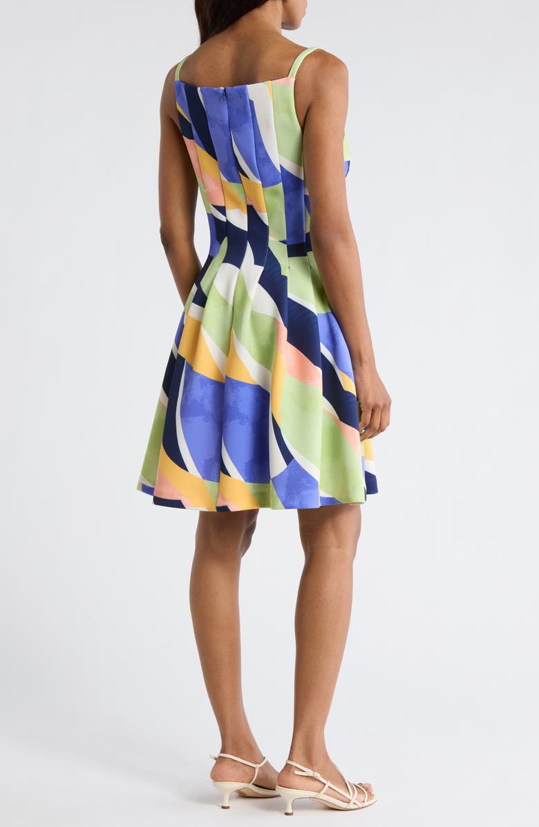 Vince Camuto Scuba Knit Fit & Flare Dress, Alternate, color, Blue Multi