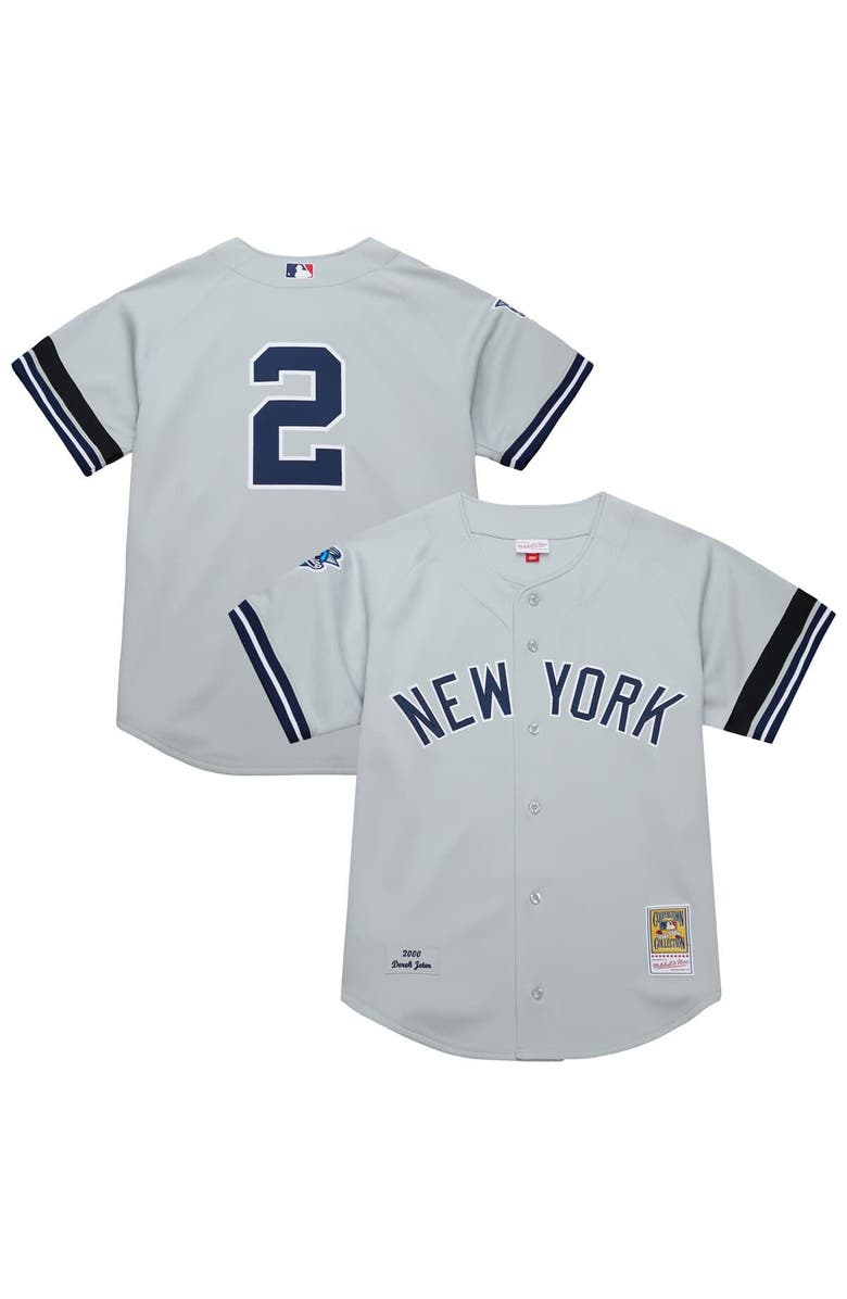 Mitchell & Ness Men's Mitchell & Ness Derek Jeter Gray New York Yankees Cooperstown Collection 2000 World Series Authentic Jersey, Alternate, color, Gray