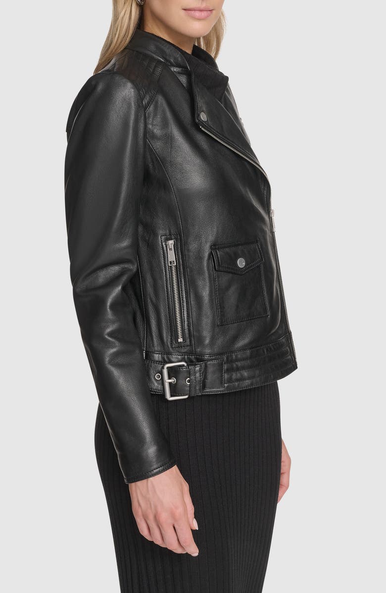 Andrew Marc Frankie Leather Moto Jacket, Alternate, color, Black