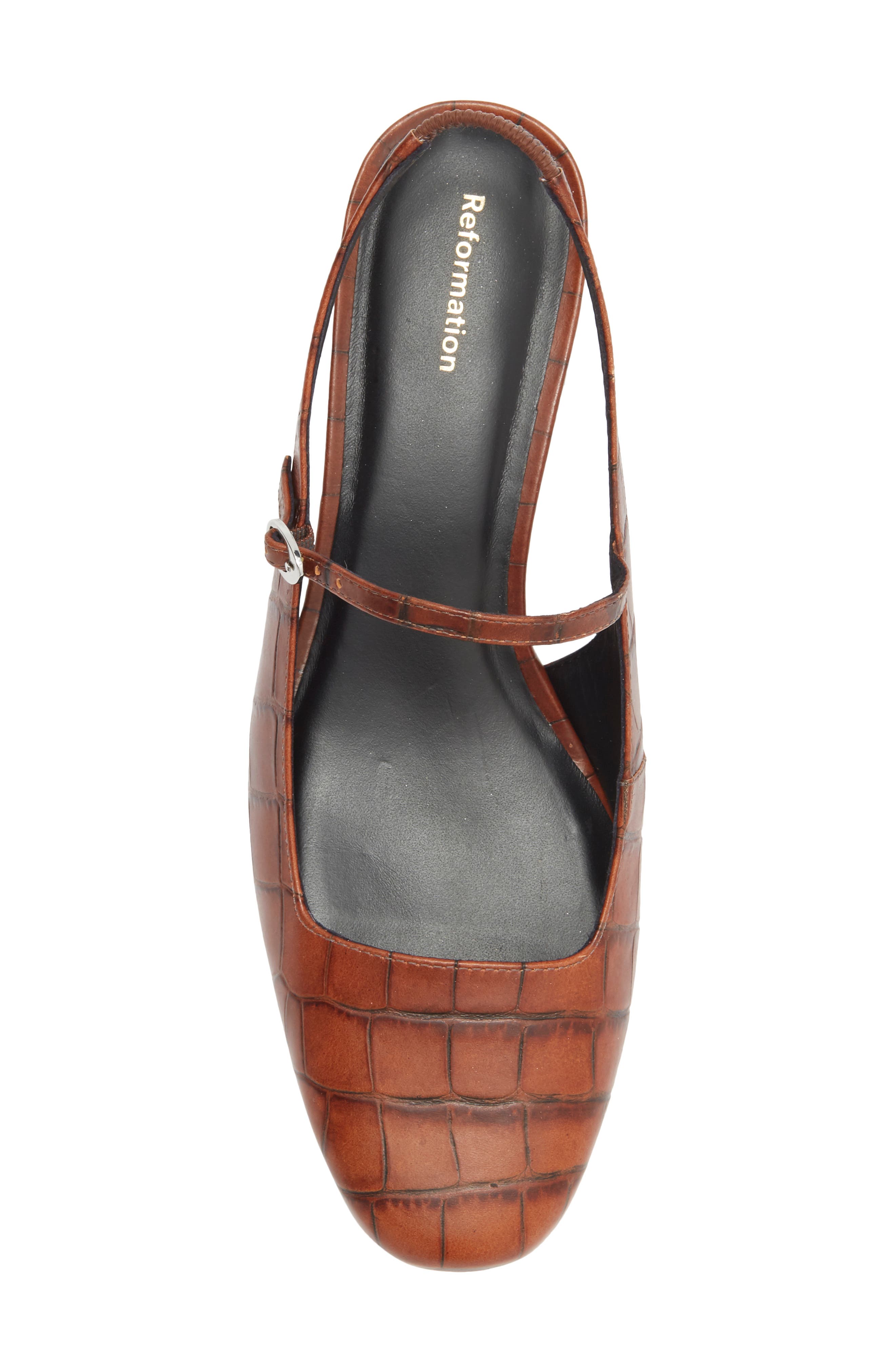 Maddox Croc Embossed Leather Slingback Pump, Alternate, color, BROWN CROC-EFFECT