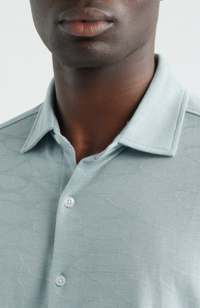 Robert Barakett Graham Short Sleeve Sleeve Knit Button-Up Shirt, Alternate, color, Soft Teal