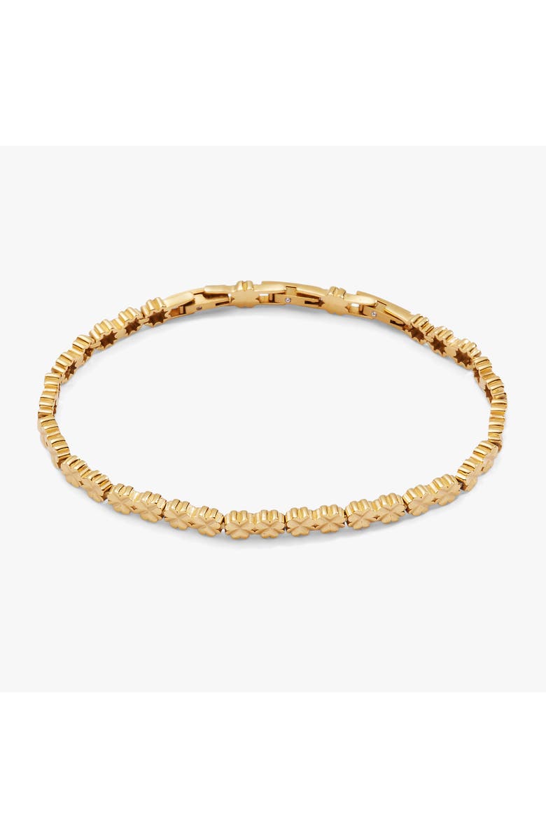 Alex and Ani Lucky Clover Tennis Bracelet, Main, color, Gold