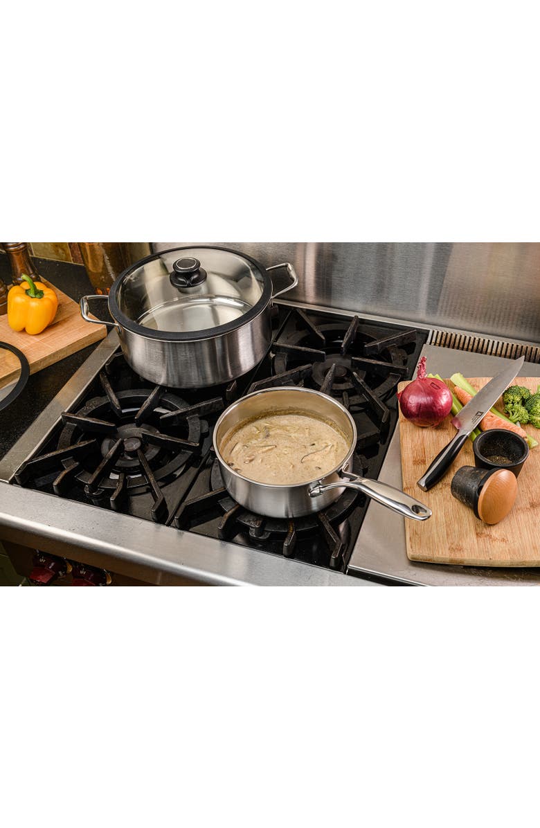 FRIELING Black Cube Hybrid Quick Release 2.5 Quart Saucepan, 8-Inch, Alternate, color, Silver