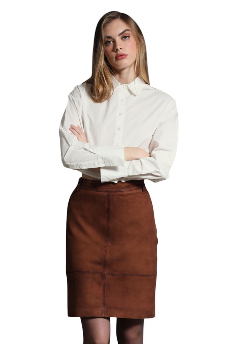 Piper High Waist Leather Skirt, Alternate, color, COGNAC