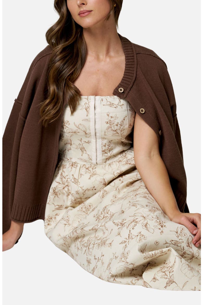 Corset Midi Dress, Alternate, color, OATMEAL