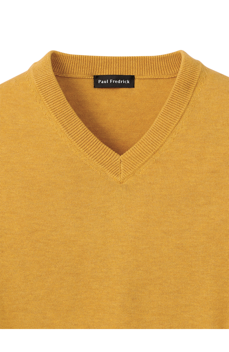 Paul Fredrick Supima Cotton V-neck Sweater, Alternate, color, Mustard