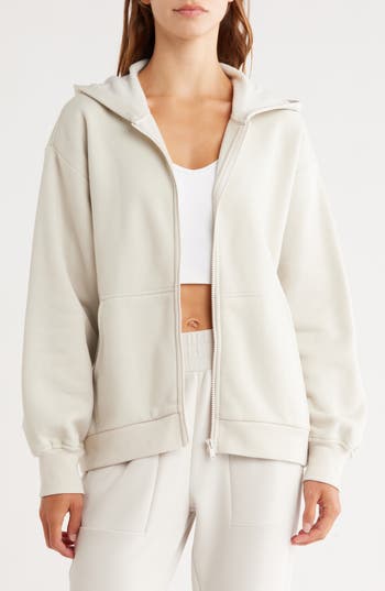 Z By Zella Feather Fleece Zip Hoodie In Neutral