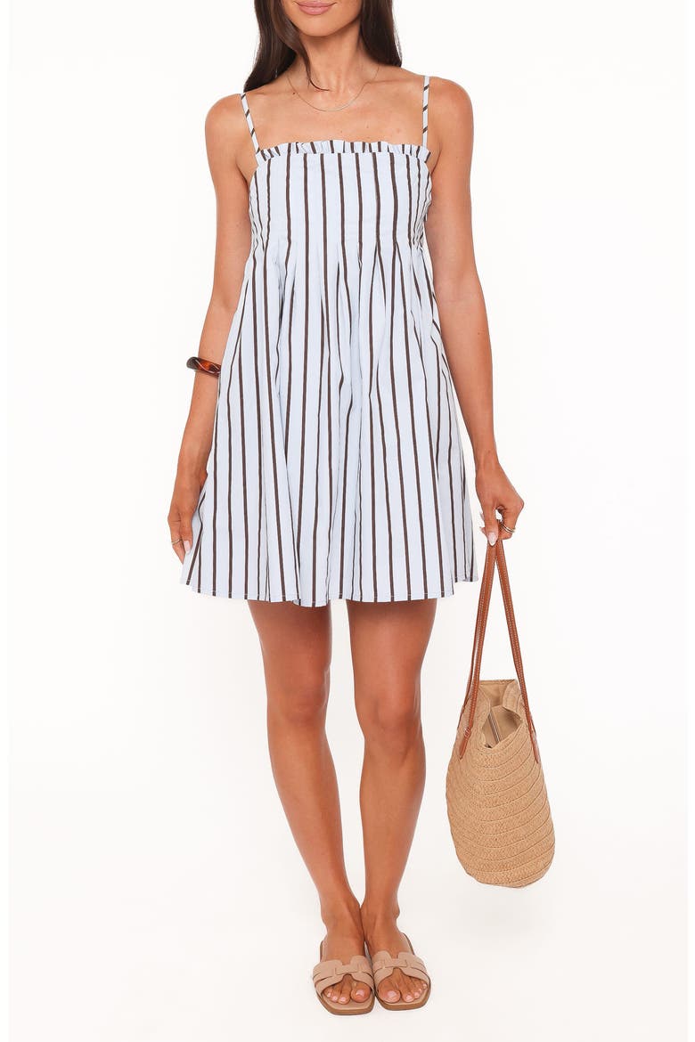 Cole Striped Minidress, Main, color, BLUE/ BROWN STRIPE
