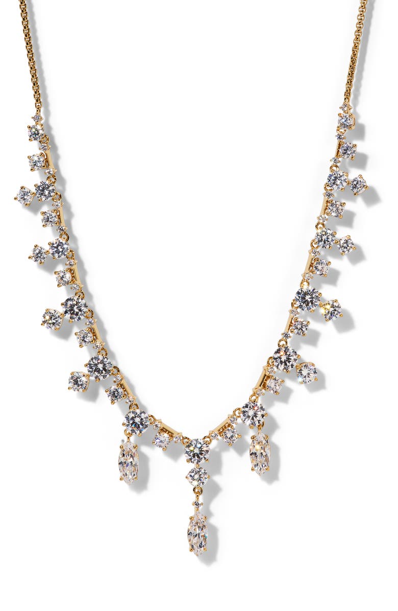 Nadri Everleigh Cubic Zirconia Frontal Necklace, Main, color, Gold