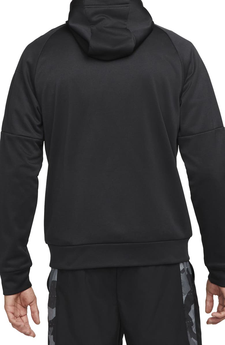 Nike Therma-FIT Fitness Full Zip Hoodie, Alternate, color, Black/ Black/ White