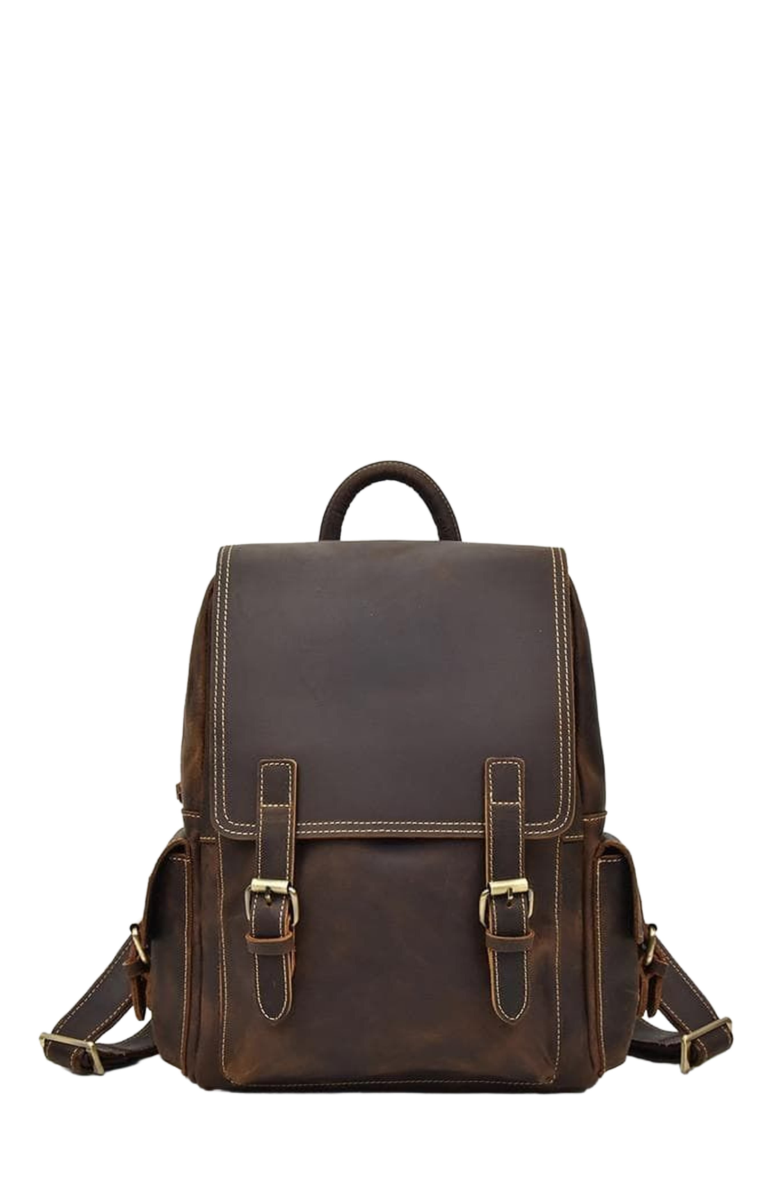 STEEL HORSE LEATHER The Freja Backpack | Handcrafted Leather Backpack, Main, color, Dark Brown