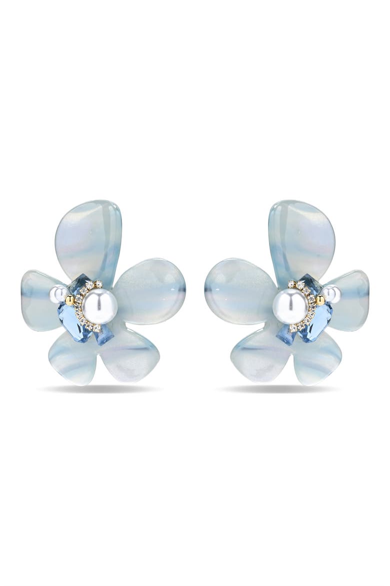 Capri Floral Statement Earrings, Alternate, color, BLUE