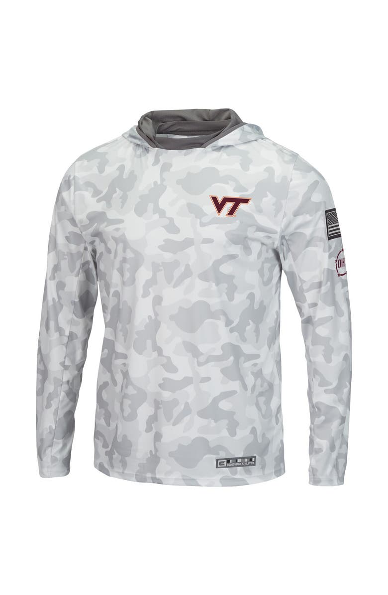 COLOSSEUM Men's Colosseum Arctic Camo Virginia Tech Hokies OHT Military Appreciation Long Sleeve Hoodie Top, Alternate, color, Arctic Camo