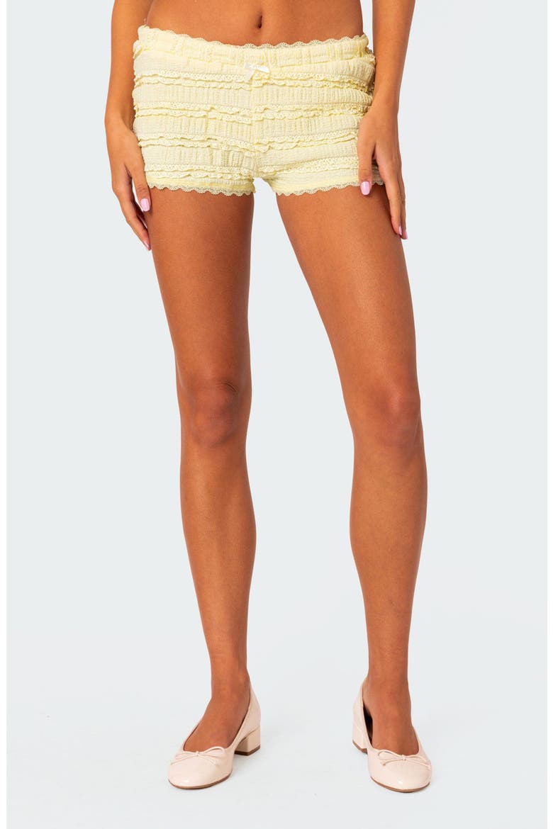 Lucy Ruffle Lace Shorts, Main, color, YELLOW