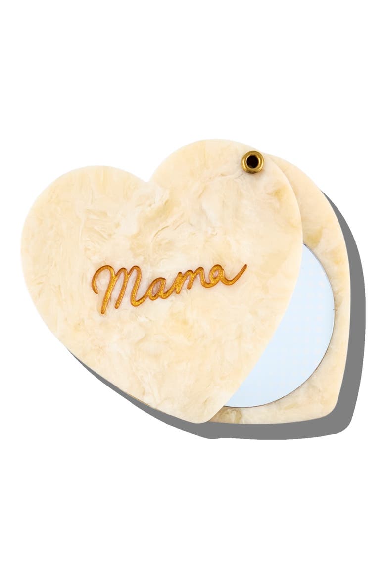 Mama Heart Hand Painted Compact Mirror, Main, color, CREAM