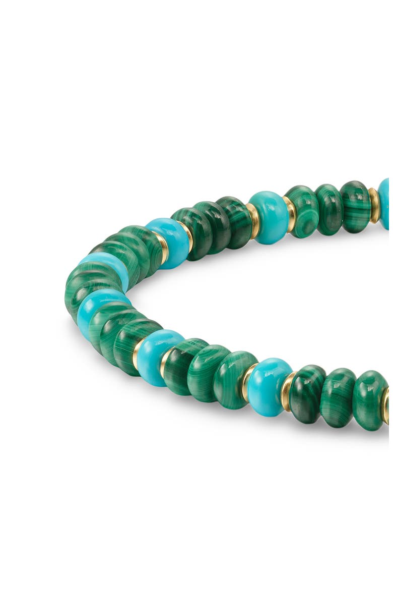 Men's Spiritual Beads Bracelet in 18K Yellow Gold with Malachite and Turquoise, Alternate, color, 18K GOLD