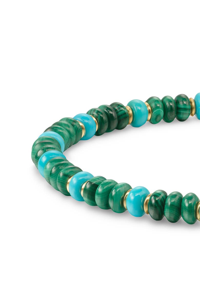 David Yurman Men's Spiritual Beads Bracelet in 18K Yellow Gold with Malachite and Turquoise, Alternate, color, 18K Gold