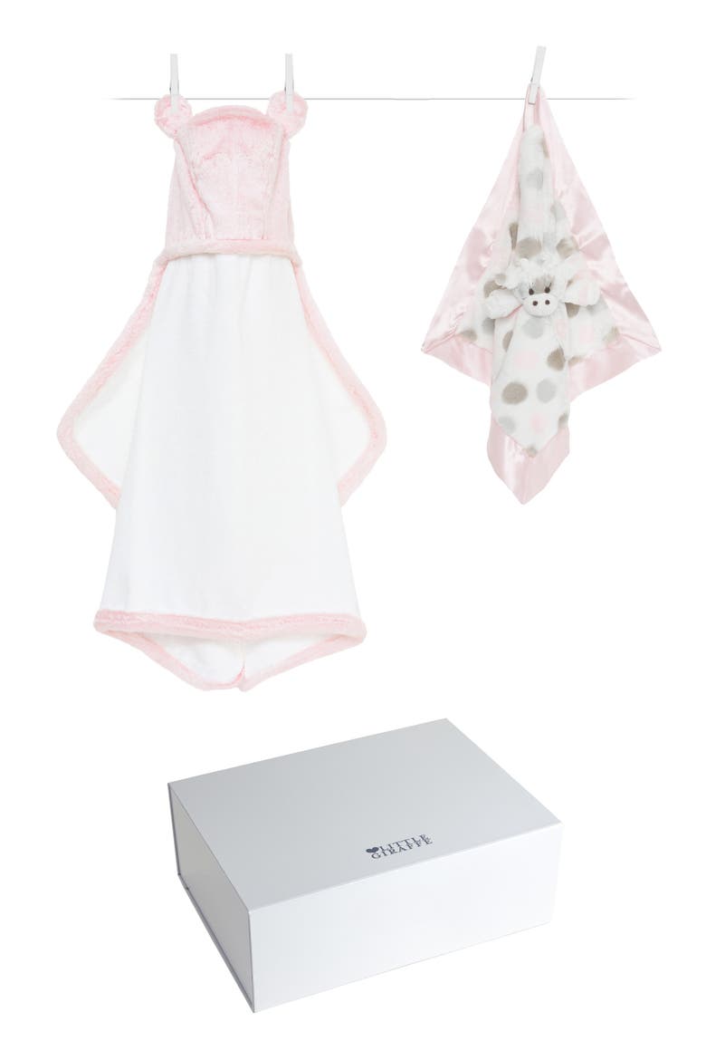 Hooded Towel & Plush Blankie Bath Bundle, Main, color, PINK