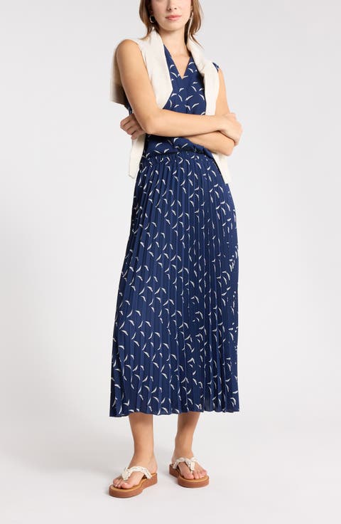 Chiffon Pleated Midi Skirt