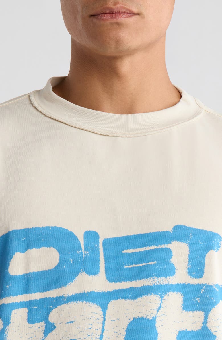 DIET STARTS MONDAY Stencil Logo Cotton Graphic T-Shirt, Alternate, color, Antique White/Blue