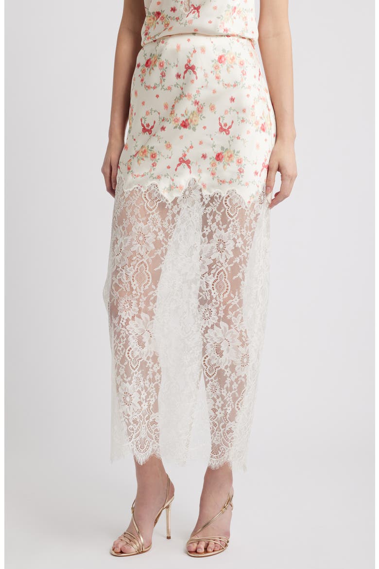Ilene Floral Print Lace Maxi Skirt, Main, color, ECRU GARDENIA