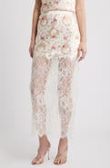 LoveShackFancy Ilene Floral Print Lace Maxi Skirt
