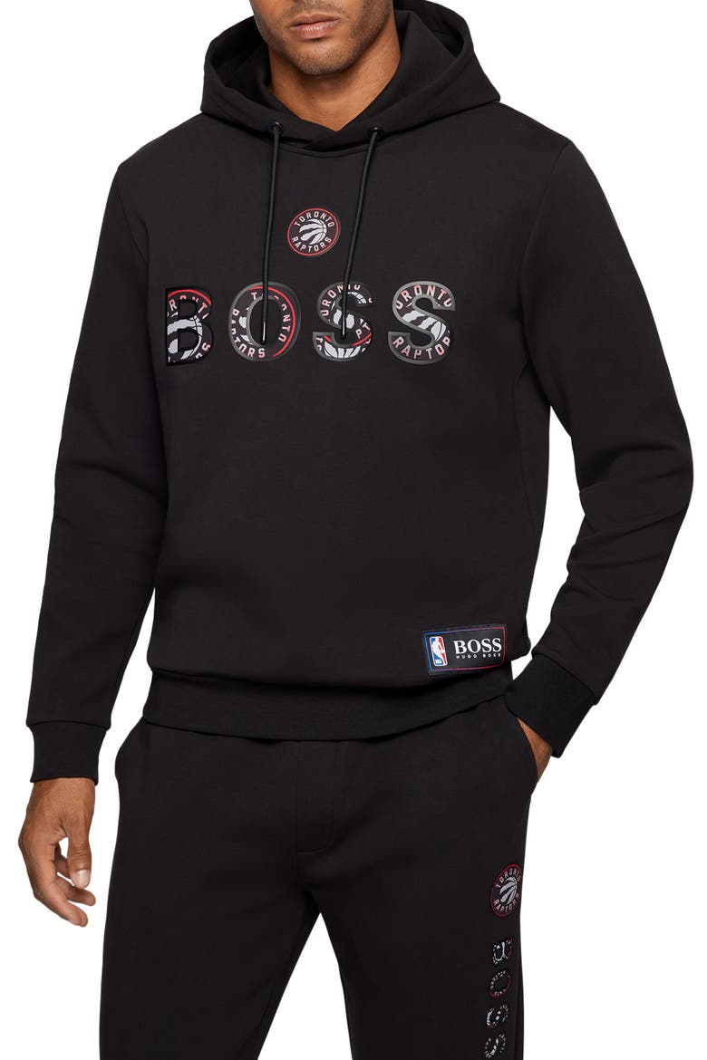 x NBA Wbounce 2 Toronto Raptors Logo Hooded Sweatshirt, Main, color, CHARCOAL