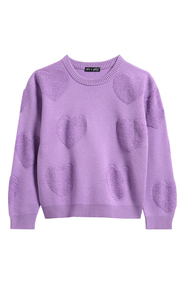 Ava & Yelly Big Heart Sweater, Main, color, Purple