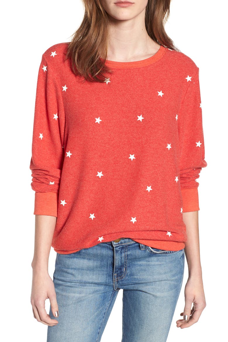 Star Baggy Beach Pullover, Main, color, HOT LIPSTICK