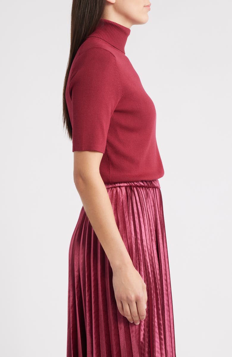 Anne Klein Short Sleeve Turtleneck Sweater, Alternate, color, Red Ruby