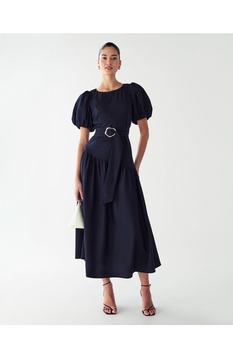 WILLA Elona Midi Dress, Main, color, Navy Blue