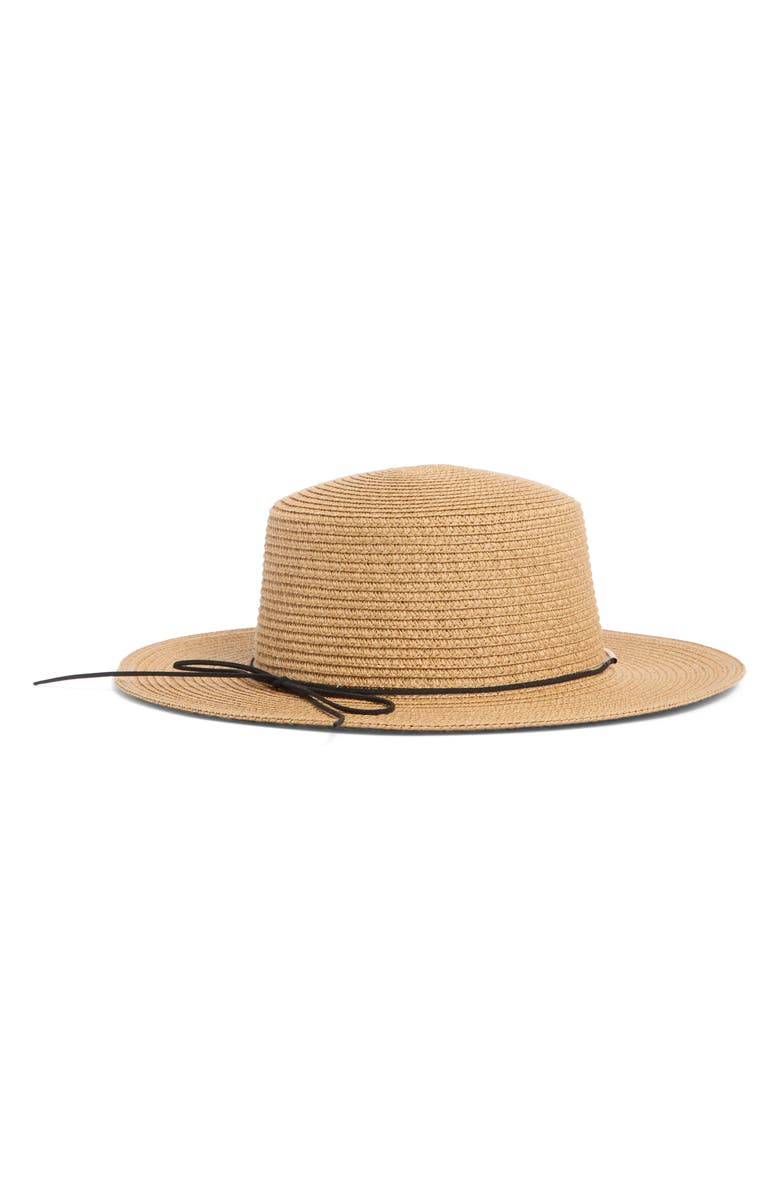 BCBG Metal Link Boater Hat, Alternate, color, Tan
