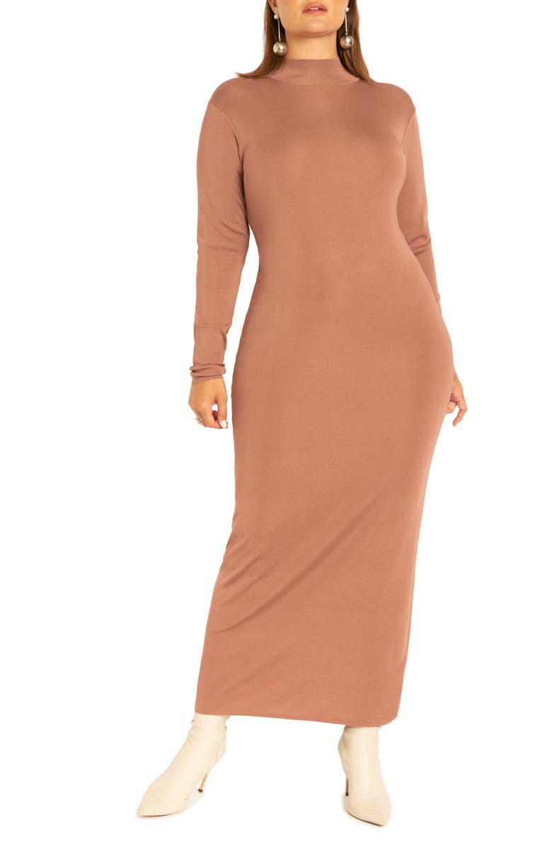 ELOQUII Long Sleeve Mock Neck Sweater Dress, Main, color,