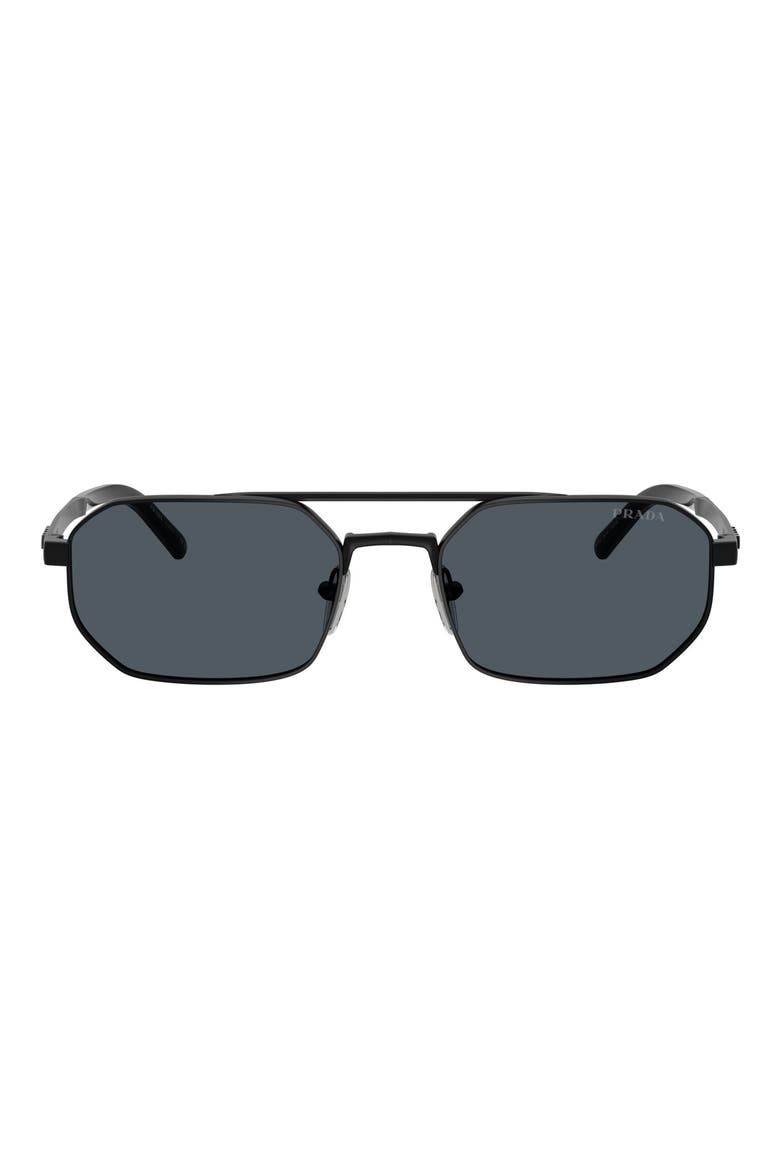 55mm Irregular Sunglasses, Main, color, SATIN BLACK / DARK GREY