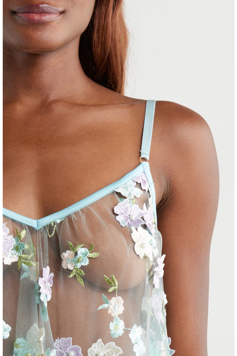 Embellished Embroidered Sheer Chemise, Alternate, color, POWDER BLUE MULTI