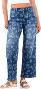 HINT OF BLU Floral Wide Leg Jeans