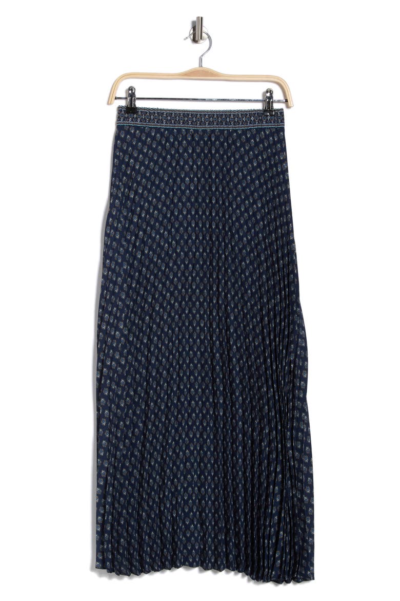 Pleated Maxi Skirt, Alternate, color, DARK NAVY