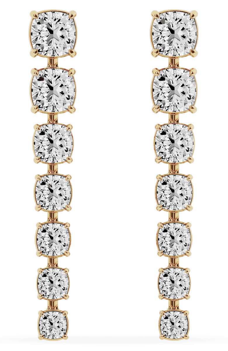 Jennifer Fisher 18K Gold Cushion Cut Lab Created Diamond Dangler Drop Earrings - 6.62 ctw, Main, color, 18K Yellow Gold