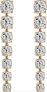 Jennifer Fisher 18K Gold Cushion Cut Lab Created Diamond Dangler Drop Earrings - 6.62 ctw