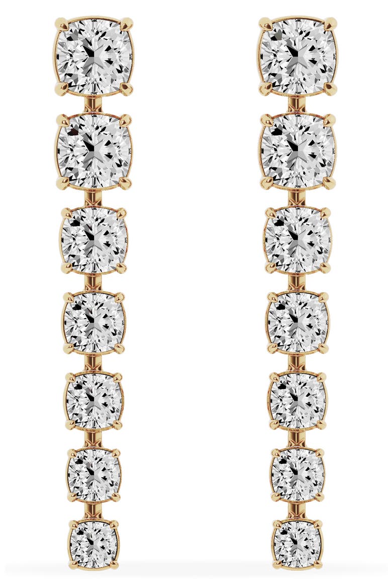 18K Gold Cushion Cut Lab Created Diamond Dangler Drop Earrings - 6.62 ctw (Nordstrom Exclusive) video