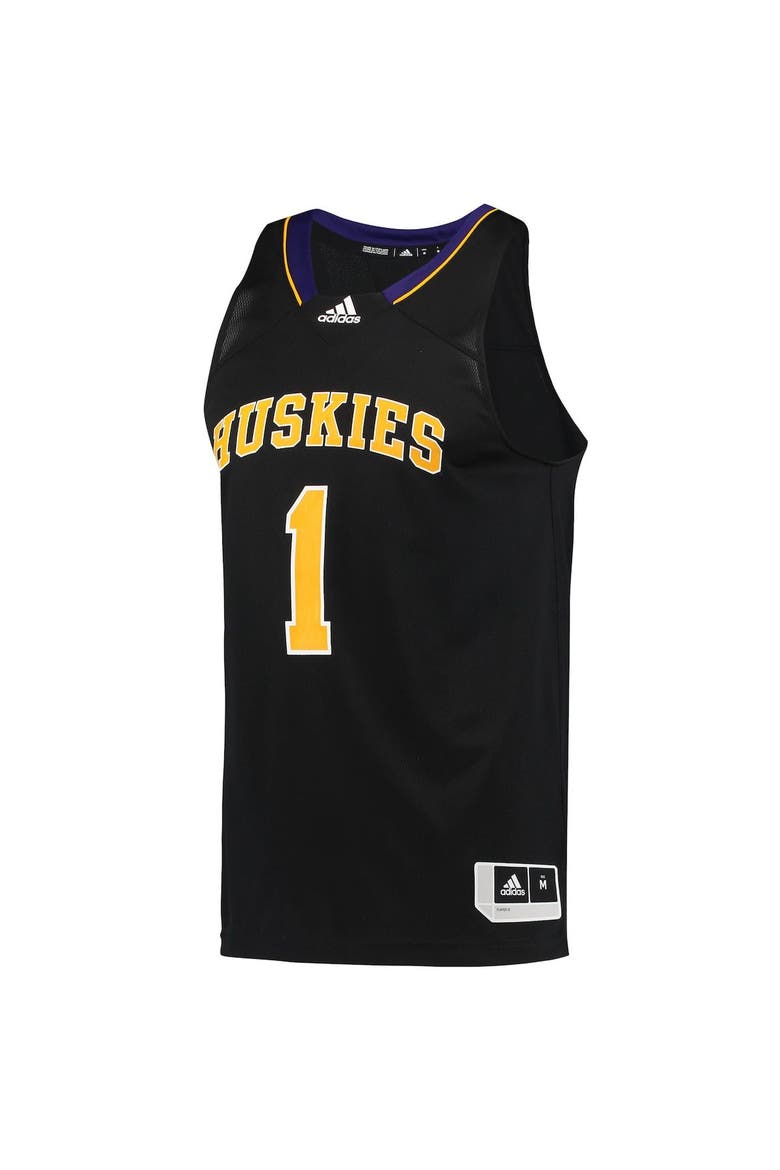 Men's adidas #1 Black Washington Huskies Reverse Retro Jersey, Alternate, color, BLACK