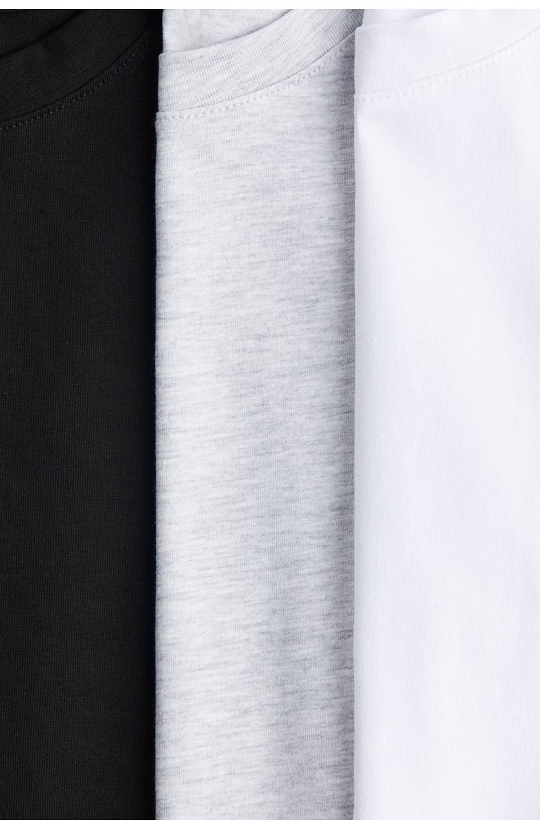 H&M 3-pack cotton tops, Alternate, color, Light Gray/Black